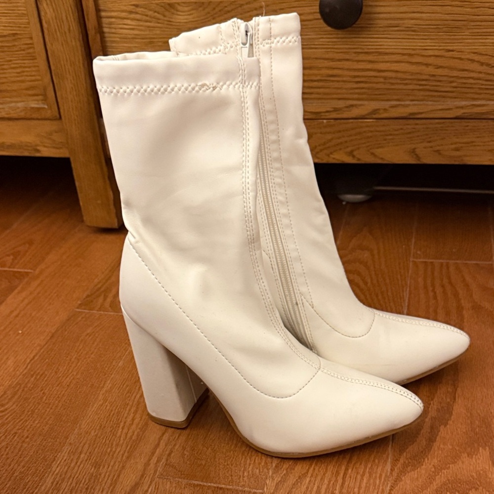 Nasty Gal White Heeled Boots